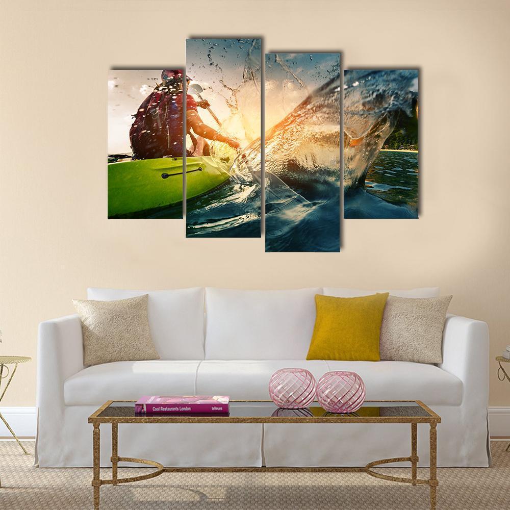 Young Lady Paddling Hard Canvas Wall Art-4 Pop-Gallery Wrap-50" x 32"-Tiaracle