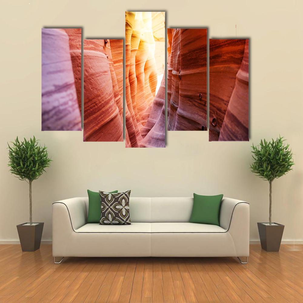 Zebra Slot Canyon Utah USA Canvas Wall Art-5 Pop-Gallery Wrap-47" x 32"-Tiaracle