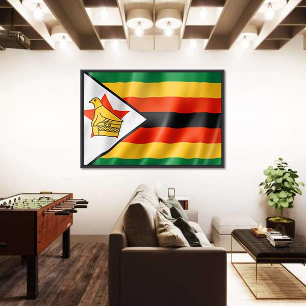 Zimbabwe Flag Canvas Wall Art-3 Horizontal-Gallery Wrap-25" x 16"-Tiaracle